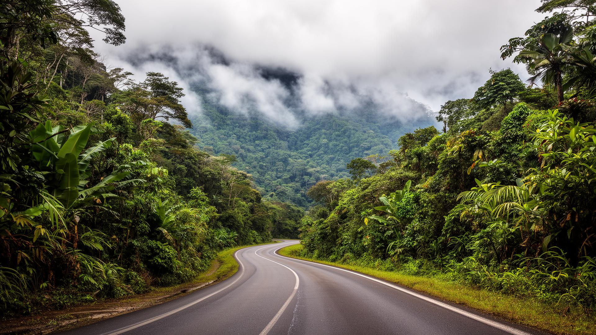 Carretera escénica en Costa Rica